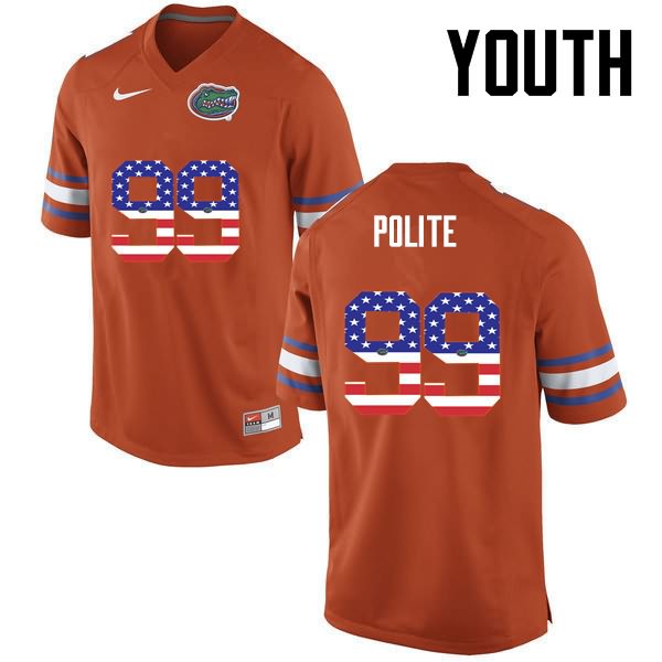 Youth NCAA Florida Gators Jachai Polite #99 Stitched Authentic USA Flag Fashion Nike Orange College Football Jersey ATT8165MV